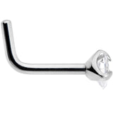 18G Clear 3mm CZ Heart Gem Grade 23 Titanium L Shaped Nose Ring