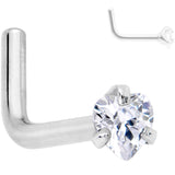 18G Clear 3mm CZ Heart Gem Grade 23 Titanium L Shaped Nose Ring