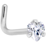 20G Clear 3mm CZ Heart Gem Grade 23 Titanium L Shaped Nose Ring