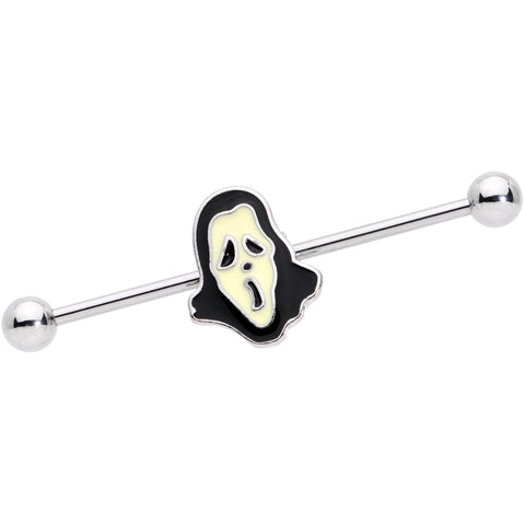 14G Glow in the Dark Ghost Straight Industrial Barbell 38mm