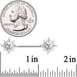 14G 5/8 Glitter Inlay Sunshine Barbell Nipple Ring Set