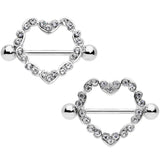 14G 9/16 Clear Gem Dear Heart Nipple Shield Set