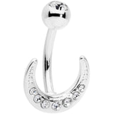 Clear CZ Gem Crescent Moon Belly Ring