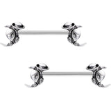 14G 9/16 Aliens Landed Crescent Moon Barbell Nipple Ring Set