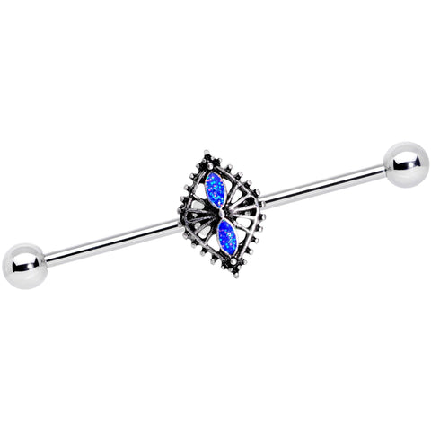 14G Glitter Blue Halloween Spider Queen Industrial Barbell 38mm