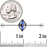 14G Glitter Blue Halloween Spider Queen Industrial Barbell 38mm