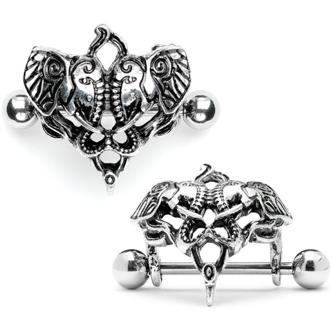 14G 9/16 Dueling Elephants Nipple Shield Set