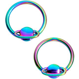 14G 13mm Rainbow Alien Spaceship BCR Captive Nipple Ring Set