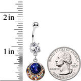 Clear CZ Gem Mysterious Galaxy Glitter Mosaic Inlay Dangle Belly Ring