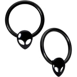 14G 13mm Red Gem Alien Black BCR Captive Nipple Ring Set Of 4