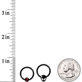 14G 13mm Red Gem Alien Black BCR Captive Nipple Ring Set Of 4