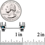 14G 9/16 Synthetic Opal Hamsa Barbell Nipple Ring Set