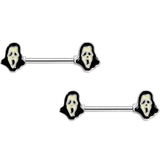 14G 9/16 Glow in the Dark Scream for Me Barbell Nipple Ring Set