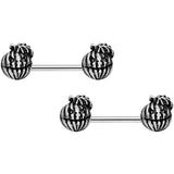 14G 9/16 Jack O Lanterns Barbell Nipple Ring Set