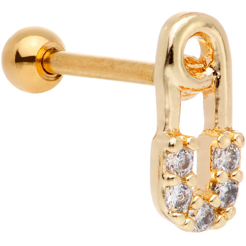 18G 5/16 Clear Gem Punk Rock Safety Pin Cartilage Tragus