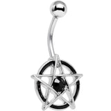 Black Gem Five Pointed Star Pentagram Belly Ring
