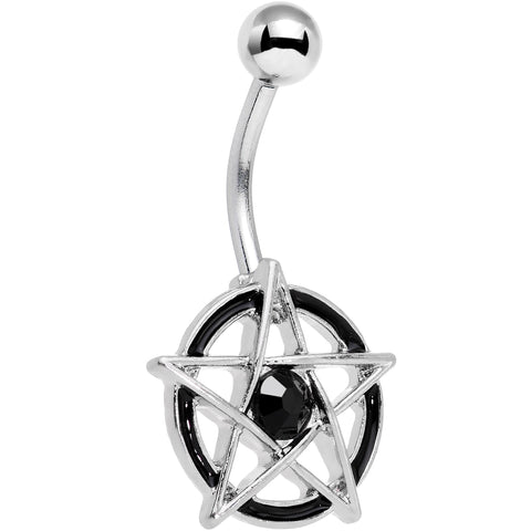 Black Gem Five Pointed Star Pentagram Belly Ring