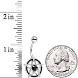 Black Gem Five Pointed Star Pentagram Belly Ring