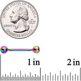 Aurora Gem Inlay Rainbow Color Barbell Tongue Ring Set of 5