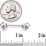 14G 9/16 Pink Gem Love Wave Barbell Nipple Ring Set