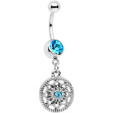 Blue Gem Mind Bending Mandala Dangle Belly Ring