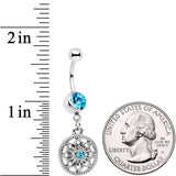 Blue Gem Mind Bending Mandala Dangle Belly Ring