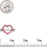 14G 7/16 Red Gem Red Hot Hearts Nipple Shield Set