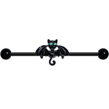 14G Black Halloween Vampire Bat Industrial Barbell 38mm