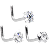 20G 5/16 Clear Pink Gem Variety L Shaped Nose Ring 6 Pack Set