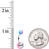 Clear Gem Blue Pink Ombre Pearlescent Acrylic Belly Ring