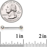 9/16 Clear Gem White Pearlescent Acrylic Barbell Nipple Ring Set