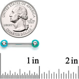 9/16 Clear Gem Teal Pearlescent Acrylic Barbell Nipple Ring Set