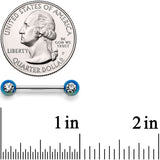 9/16 Clear Gem Blue Pearlescent Acrylic Barbell Nipple Ring Set