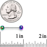 14G 9/16 Rainbow Pearlescent Acrylic Barbell Nipple Ring Set