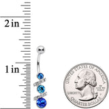 Blue Clear Gem Blues For You Trio Dangle Belly Ring