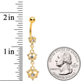 Clear CZ Gem Gold Tone Anodized Triple Heart Dangle Belly Ring