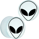 7/8 White Matte Glass Alien Head Double Flare Plug Set