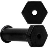 Black Geometric Hexagon Double Flare Tunnel Plug Set 3mm to 25mm