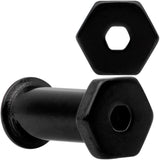 Black Geometric Hexagon Double Flare Tunnel Plug Set 3mm to 25mm
