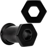 Black Geometric Hexagon Double Flare Tunnel Plug Set 3mm to 25mm