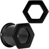 Black Geometric Hexagon Double Flare Tunnel Plug Set 3mm to 25mm