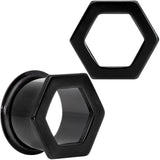 Black Geometric Hexagon Double Flare Tunnel Plug Set 3mm to 25mm