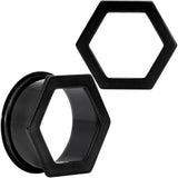 Black Geometric Hexagon Double Flare Tunnel Plug Set 3mm to 25mm
