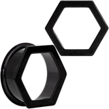 Black Geometric Hexagon Double Flare Tunnel Plug Set 3mm to 25mm