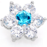 14G Clear Aqua Cubic Zirconia Gem Flower Dermal Anchor Top