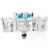14G Clear Aqua Cubic Zirconia Gem Flower Dermal Anchor Top