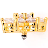 14G Clear Cubic Zirconia Gem Gold Tone Flower Dermal Anchor Top