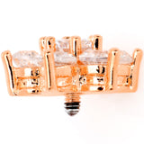 14G Clear CZ Gem Rose Gold Tone Flower Dermal Anchor Top
