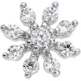20G 1/4 Clear CZ Gem Flower L Shaped Nose Ring
