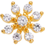 20G 1/4 Clear CZ Gem Gold Tone Flower L Shaped Nose Ring